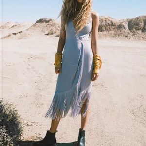 UO Pisa Fringe Wrap Midi Dress
